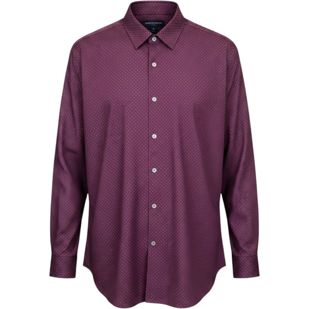 Mizzen + Main Leeward Performance Dress Shirt Mens Size XXL Burgundy Micro Dot